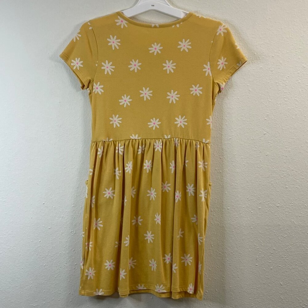 Cat & Jack Girls Yellow Floral Print Dress Size L 10/12 Cotton/Poly Blend - Picture 3 of 7